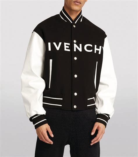 givenchy hooded varsity jacket|GIVENCHY hooded varsity jacket in wool and leather.